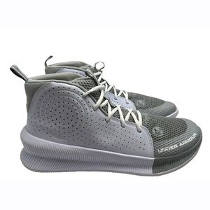 Under Armour White & Gray Jet Basketball Trainers Sneakers